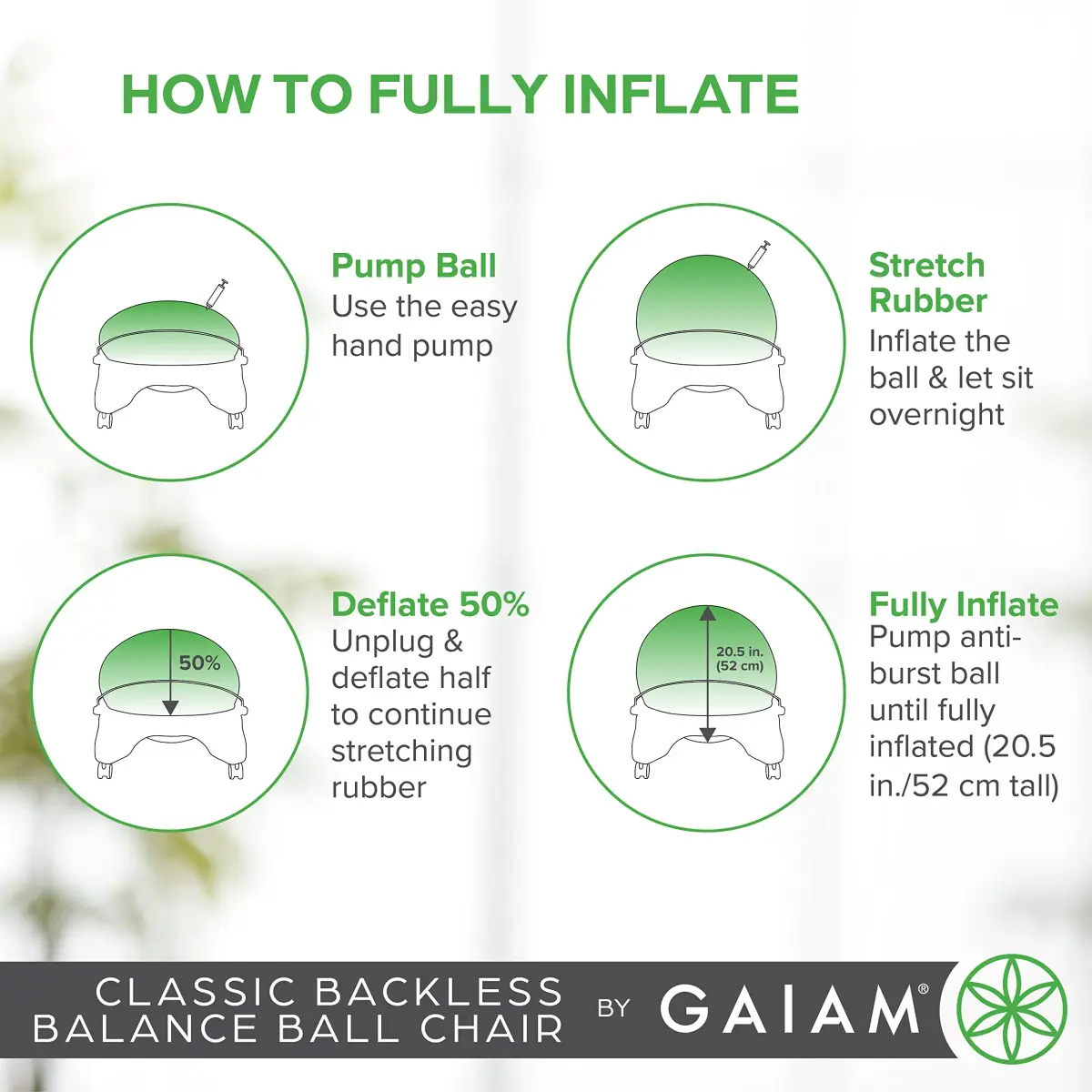 Gaiam Classic Backless Balance Ball Chair, Charcoal | 52cm (20.5 inch) | Active Seating for Office & Home - view 4
