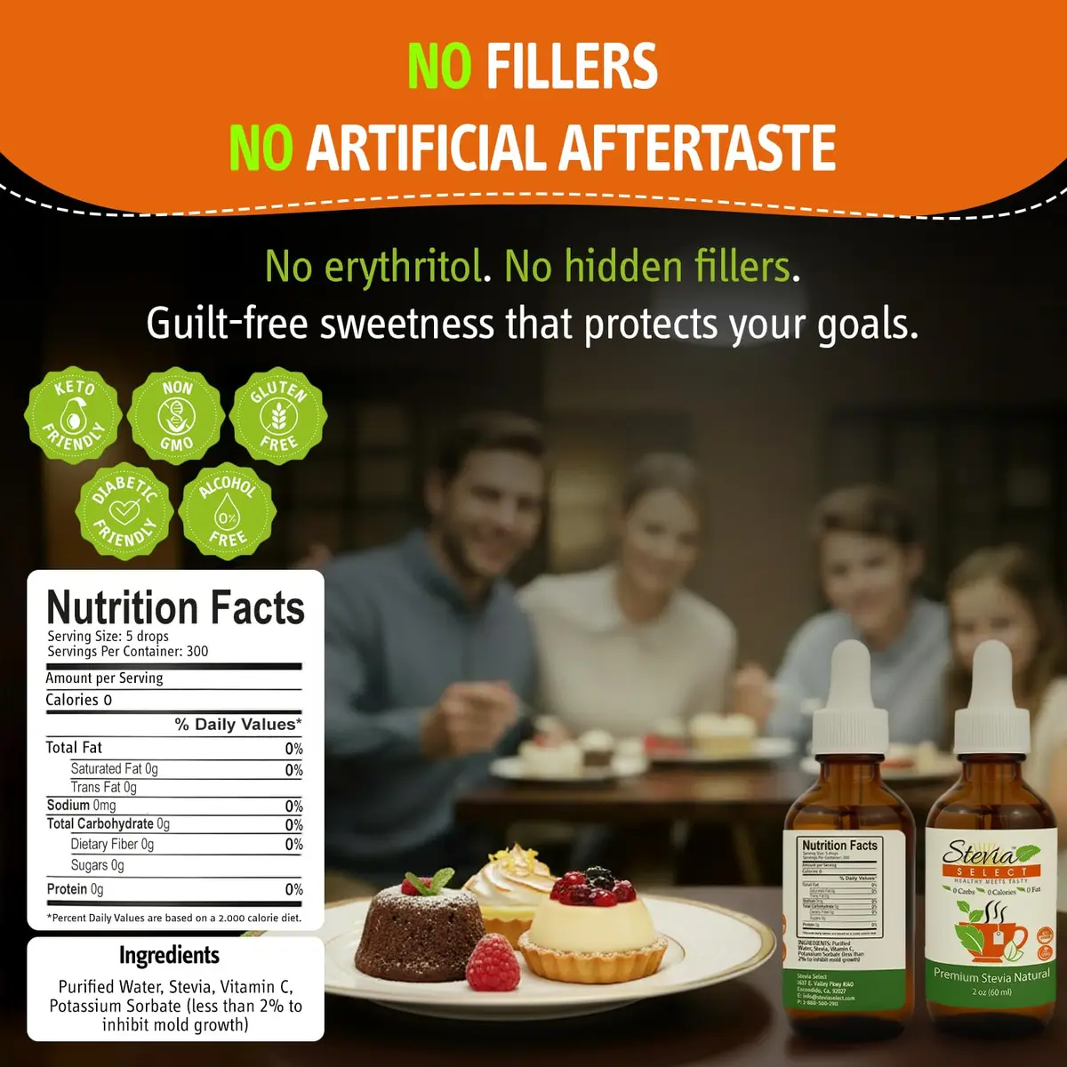 Stevia Select Liquid Stevia Drops 59ml (2 Fl Oz) | Zero Calorie Natural Sweetener - view 2