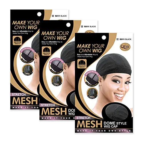 Qfitt Mesh Dome Wig Cap #5011, Black | Breathable, Non-Slip, One Size Fits Most - view 2