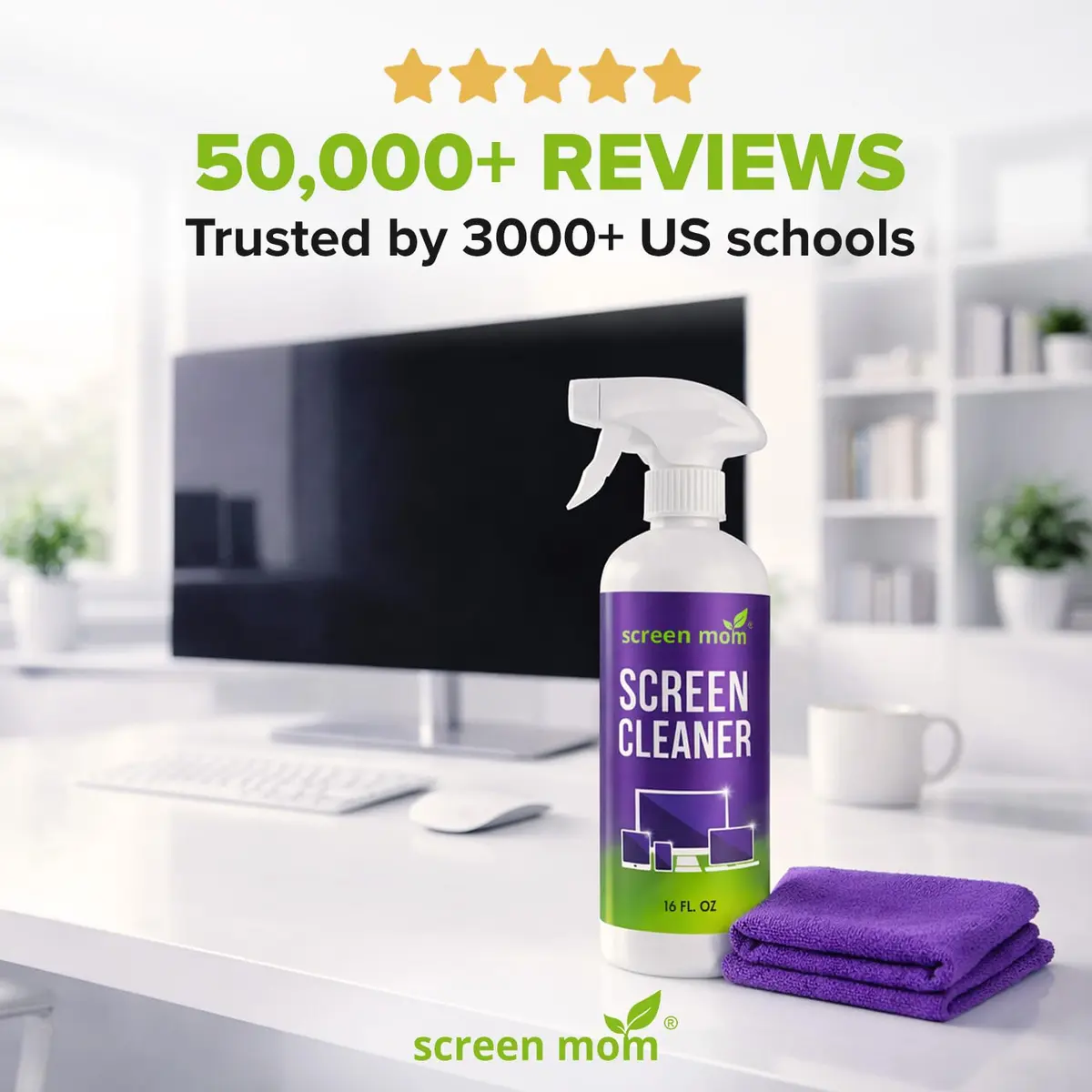 Screen Mom Screen Cleaner Spray 16oz | Streak-Free, Alcohol-Free, Microfiber Cloth - view 5