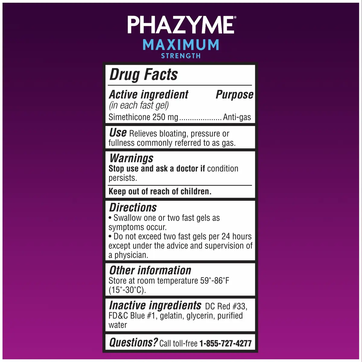 Phazyme Maximum Strength Anti-Gas 250 mg Simethicone Fast Gels | Fast Relief for Bloating & Discomfort - view 7
