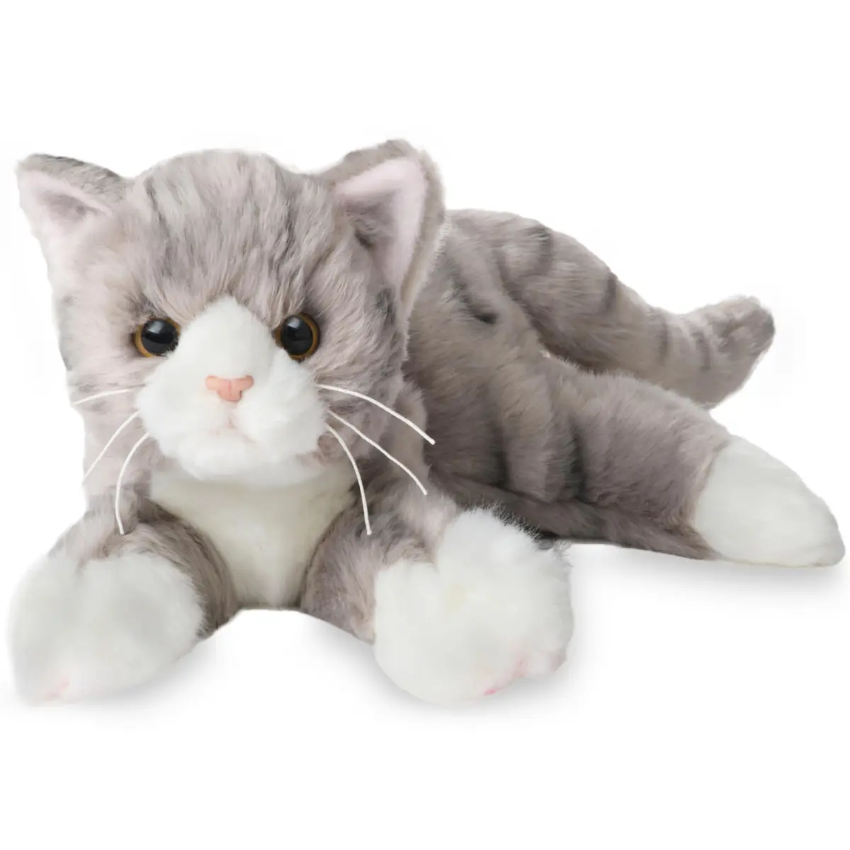 Bearington Collection 15" Realistic Grey Tabby Cat Plush Toy | Ultra-Soft, Handcrafted, Cuddly Companion - main product image