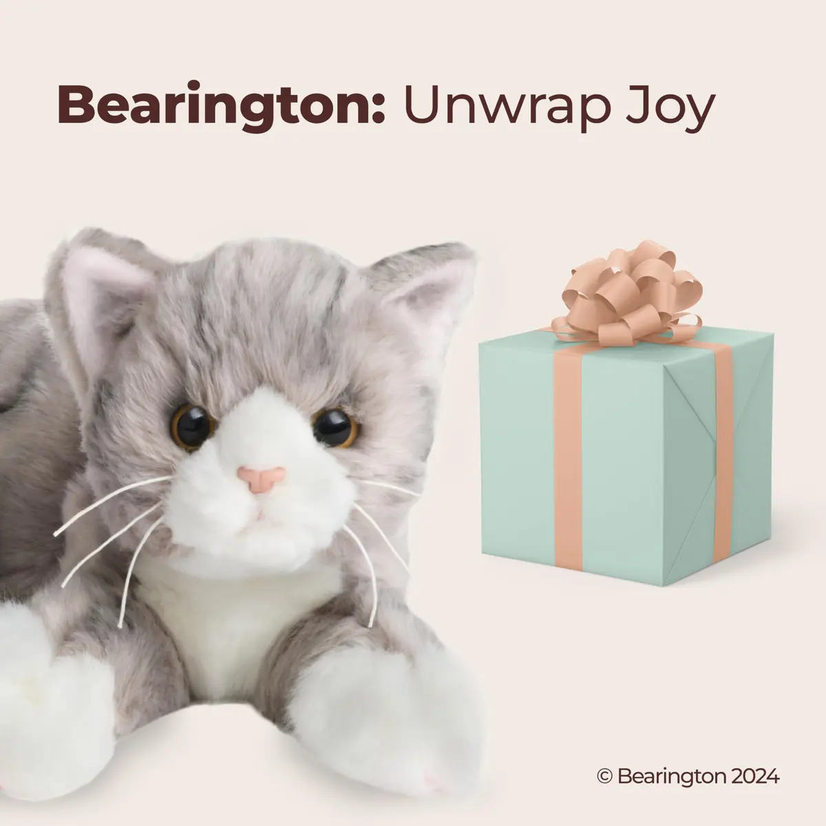 Bearington Collection 15" Realistic Grey Tabby Cat Plush Toy | Ultra-Soft, Handcrafted, Cuddly Companion - view 5