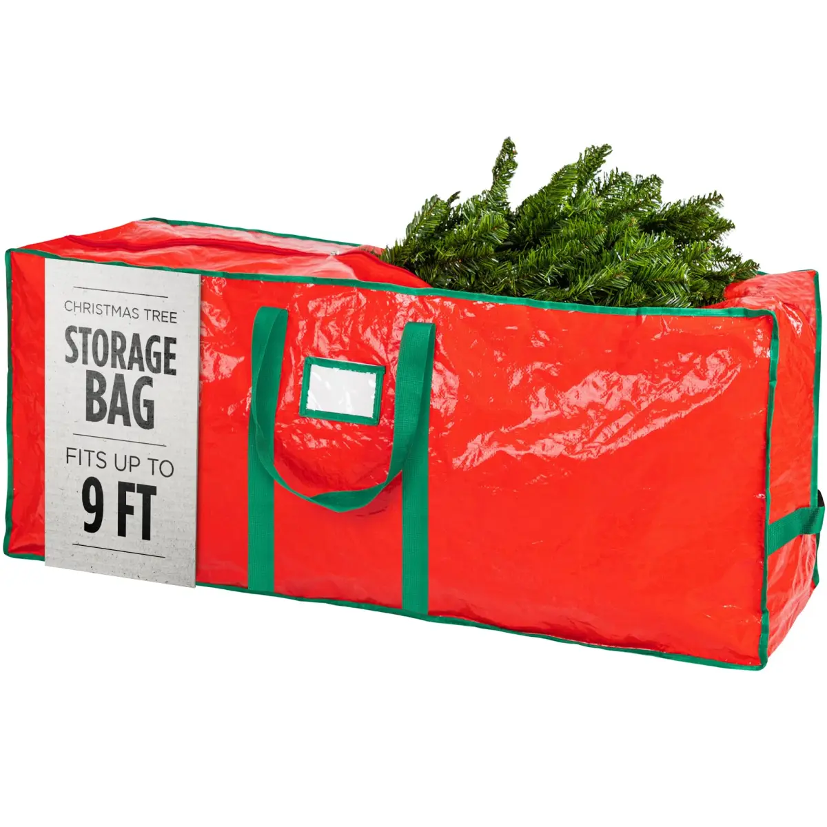 Handy Laundry Red Christmas Tree Storage Bag for 9 Foot Artificial Tree | Heavy Duty Waterproof Tarp with Reinforced Handles - main product image