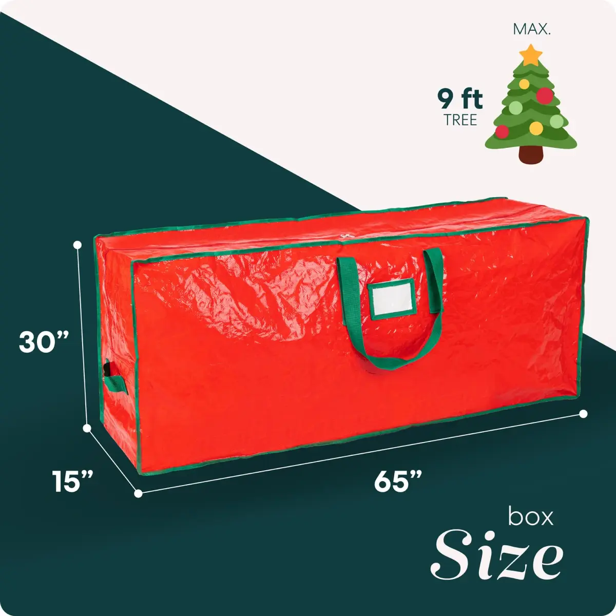 Handy Laundry Red Christmas Tree Storage Bag for 9 Foot Artificial Tree | Heavy Duty Waterproof Tarp with Reinforced Handles - view 3