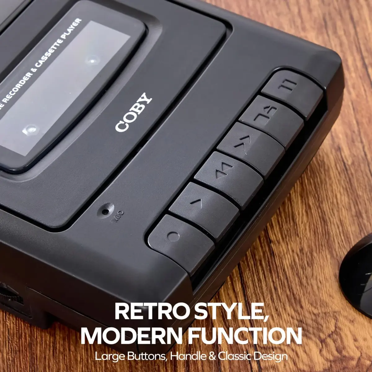 Coby CVR-22 Cassette Tape Player and Recorder, Built-in Mic, Battery or AC, Black | Record & Playback Versatility - view 7