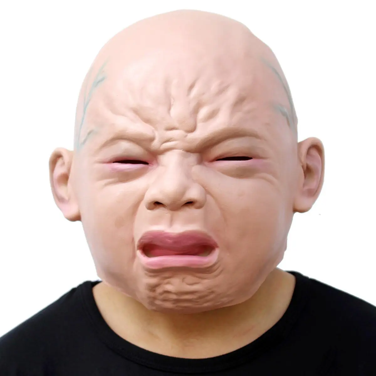 CreepyParty Crying Face Mask for Adults | Natural Latex Full Head Costume Mask for Halloween Parties and Cosplay - main product image