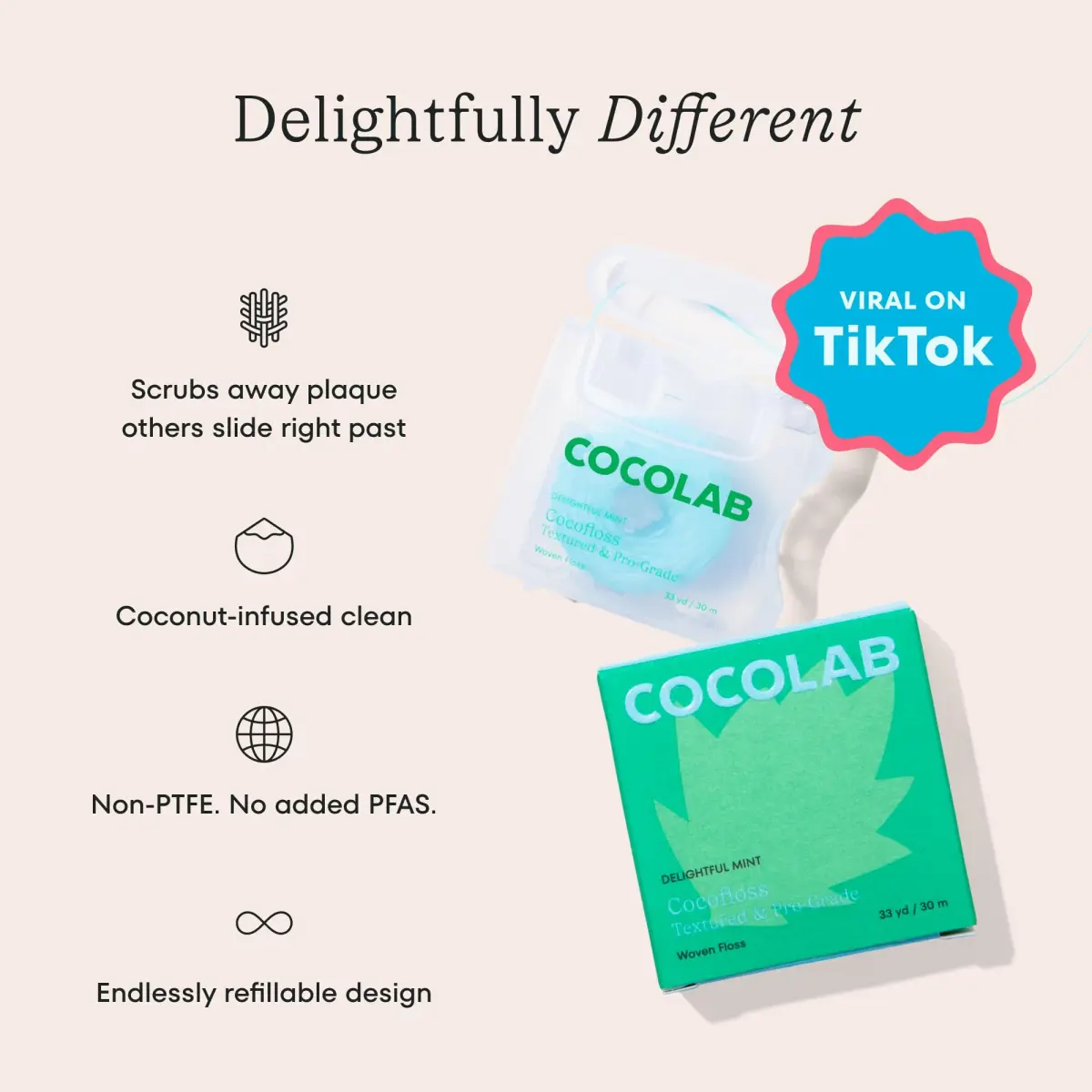 Cocolab Cocofloss Expanding Woven Dental Floss 99 Foot (Pack of 3) | Dentist-Designed with Coconut Oil - view 2