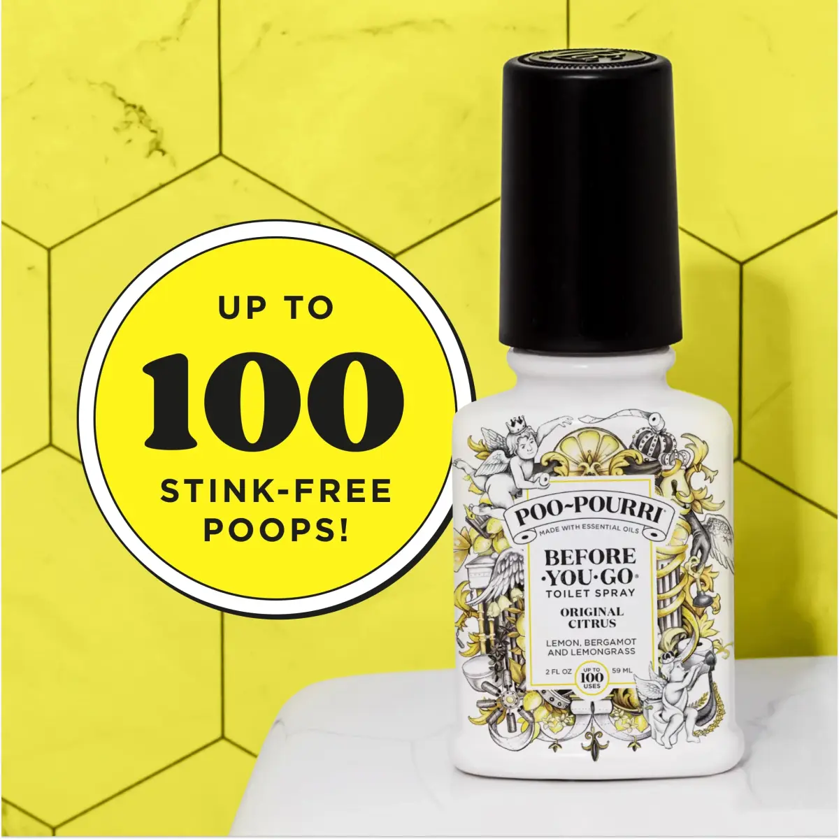 Poo-Pourri Before-You-Go Toilet Spray Original Citrus 59ml (2 Fl Oz) | Traps Odors Before They Start - view 4