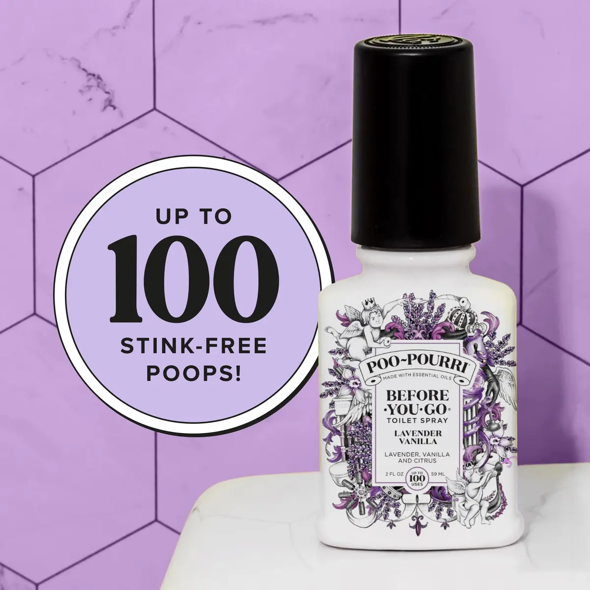Poo-Pourri Before-You-Go Toilet Spray, Lavender Vanilla | Odor Trap & Travel Friendly (70-120 chars) - view 6