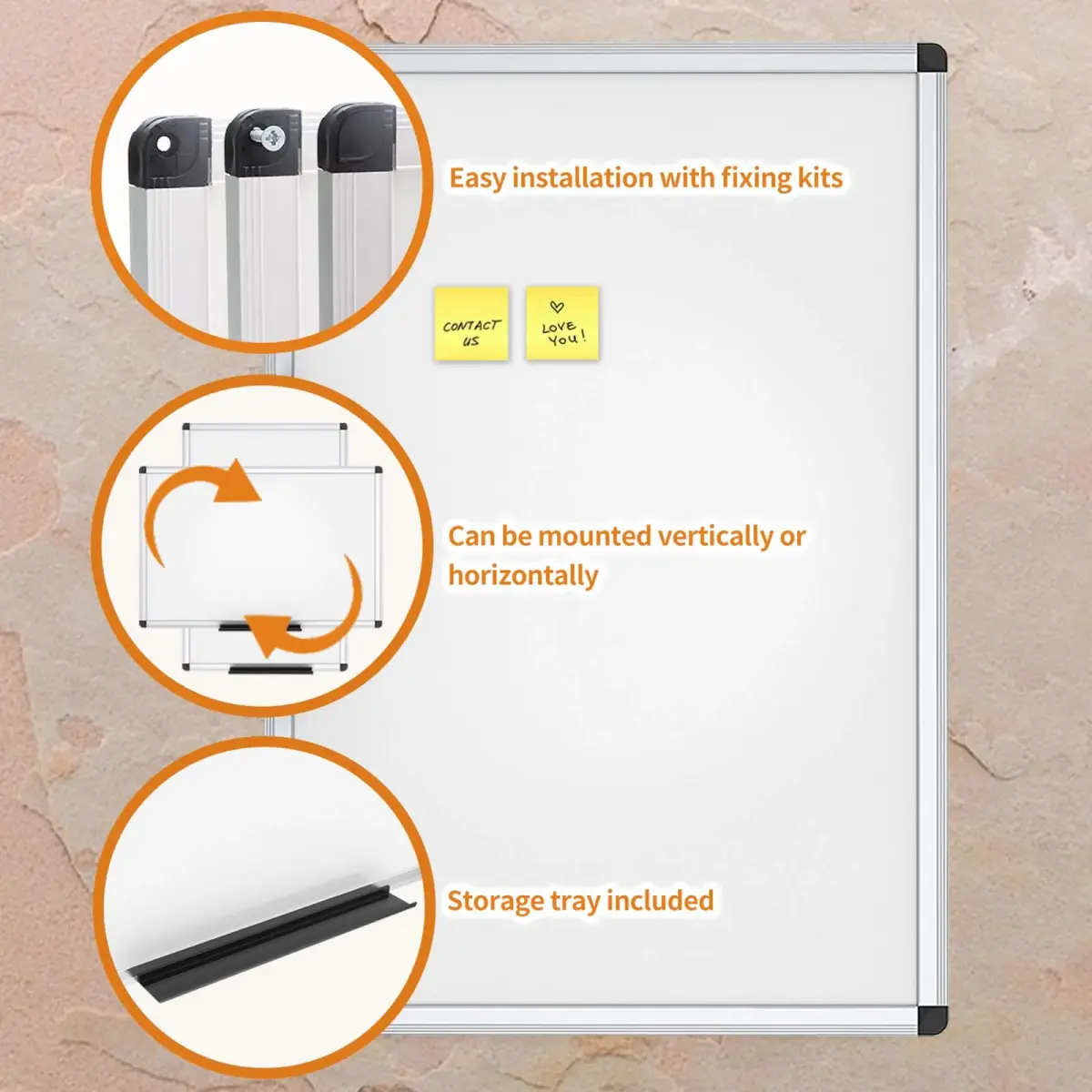 VIZ-PRO Magnetic Dry Erase Board 48 x 24 Inches Silver Aluminium Frame | Smooth Writing & Durable Surface - view 4