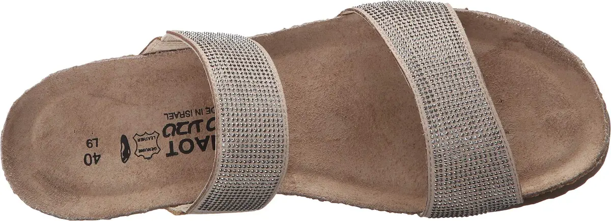 NAOT Bianca Beige W/Silver Rivets/Mirror Lthr Sandal 11 M US | Feminine Slip-On Wedge - view 2