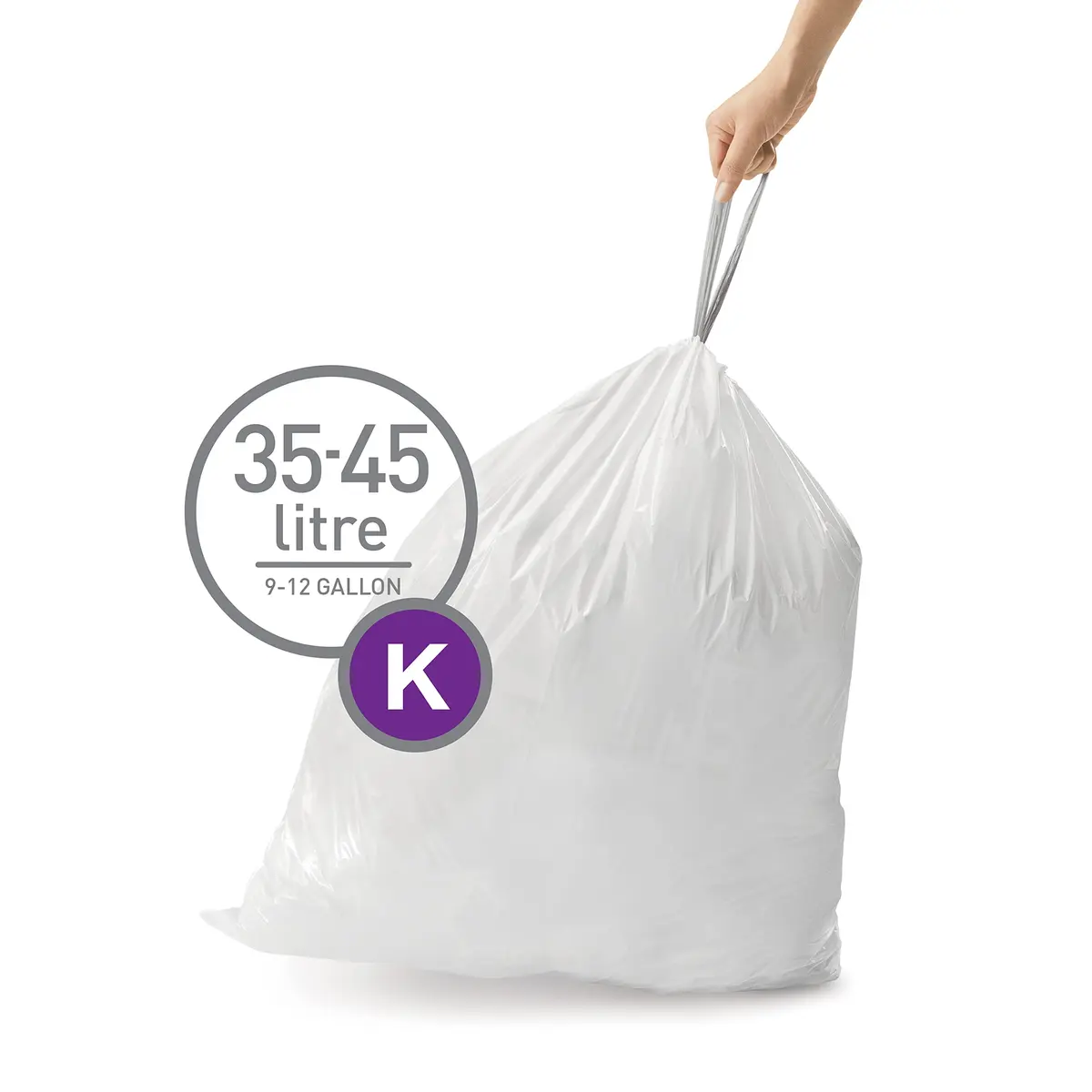 simplehuman Code K 60 Count Custom Fit Liners 30-45L | Mess-Free, Extra Thick, PCR Plastic - view 2