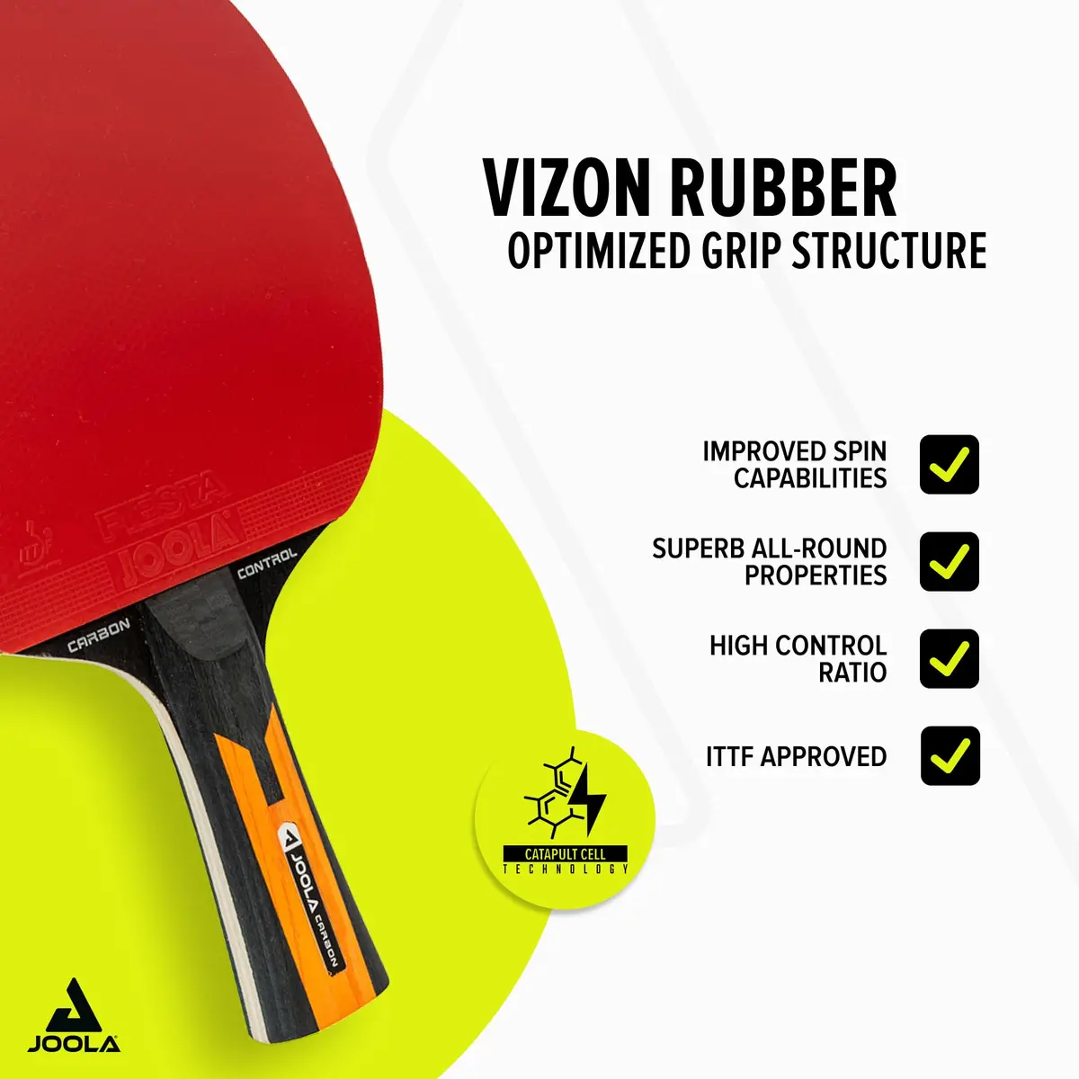 JOOLA Carbon Control Performance Ping Pong Paddle - Ergonomic Grip & Vibration Control - ITTF Approved - Professional Table Tennis Racket - Red - view 3