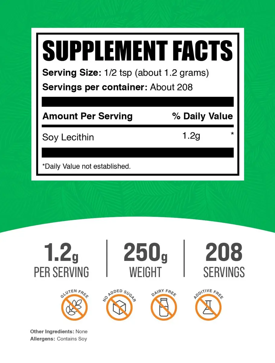 BulkSupplements Soy Lecithin Powder 250g | Heart & Liver Support, Unflavored - view 2