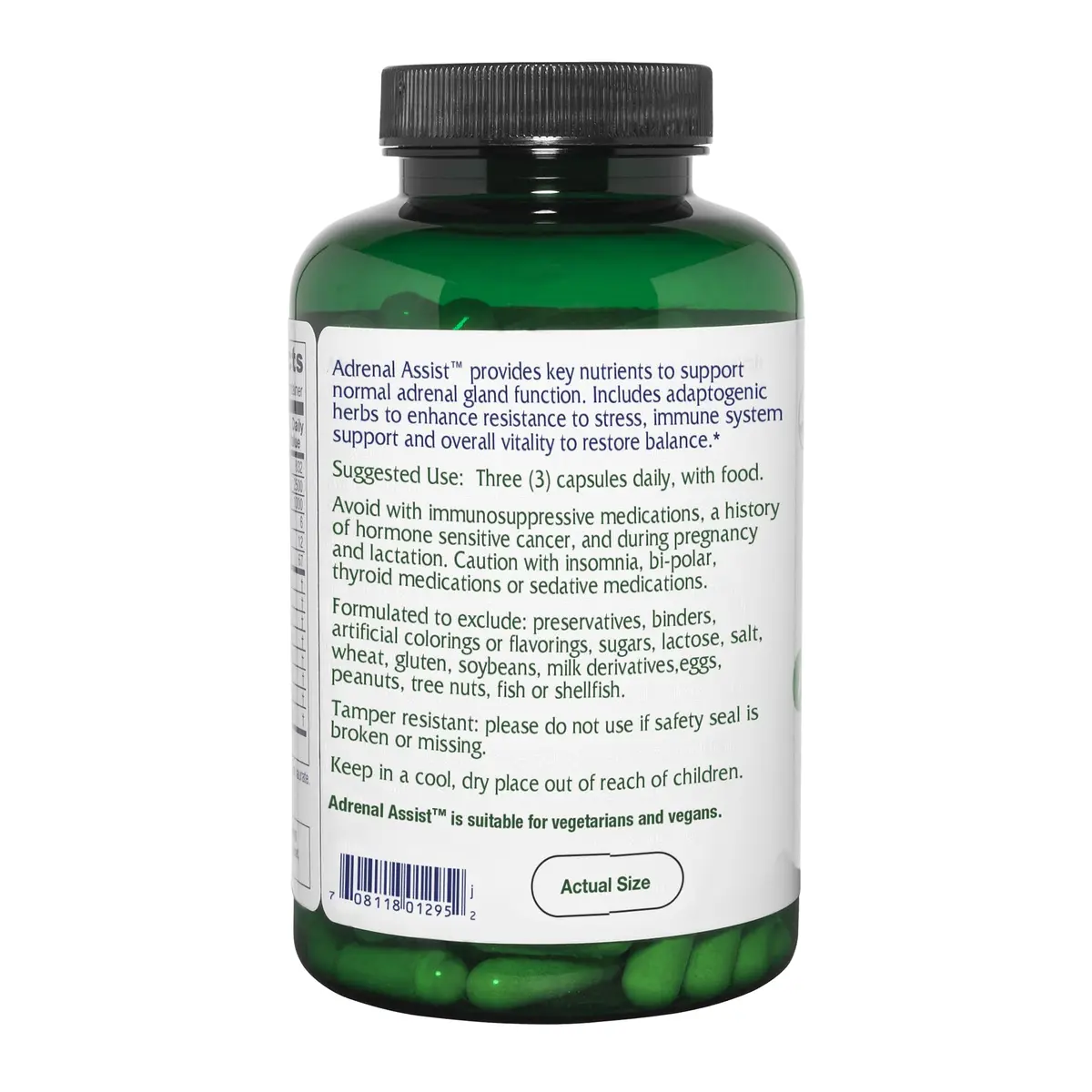 Vitanica Adrenal Assist with Ashwagandha Root Extract | Vegan, 180 Capsules for Stress & Vitality - view 3