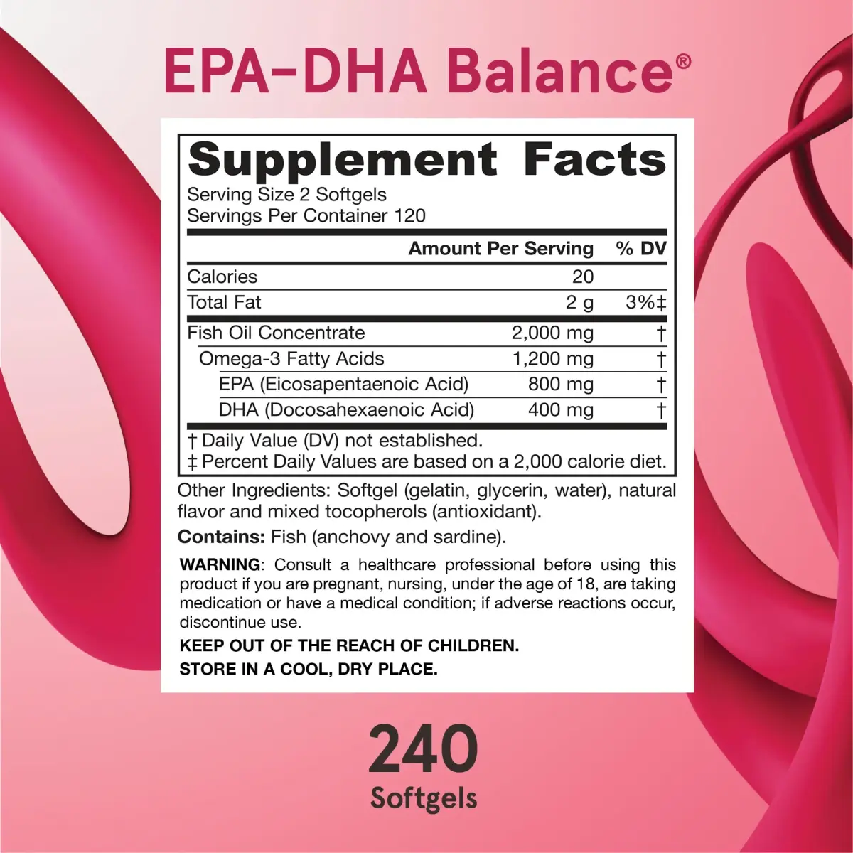 Jarrow Formulas EPA-DHA Balance Softgels 1200mg (240 Count) | Cardiovascular Support with 2:1 EPA:DHA Ratio - view 6