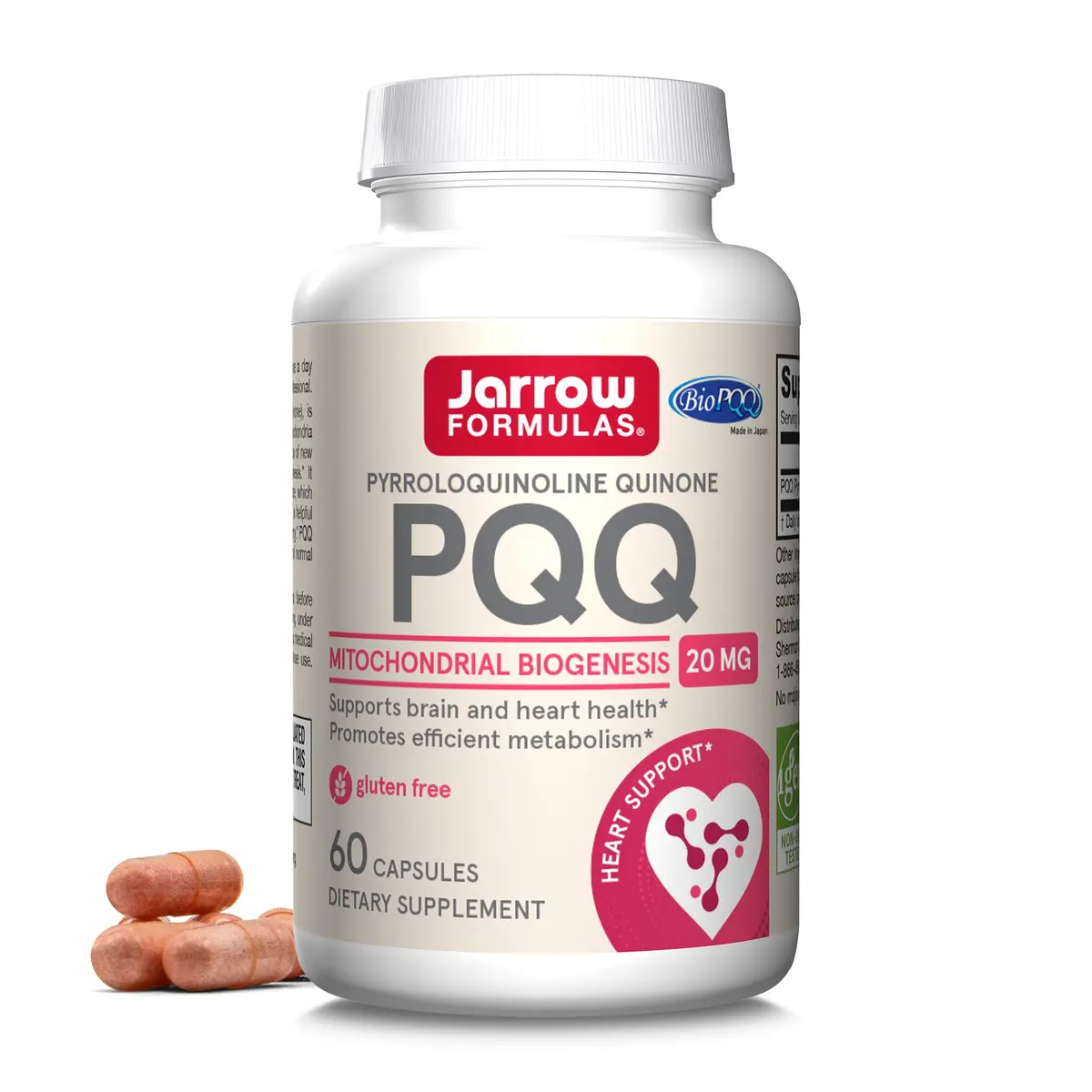 Jarrow PQQ 20 mg, Mitochondrial Biogenesis, 60 Capsules | Supports Cellular Energy & Heart Health - main product image