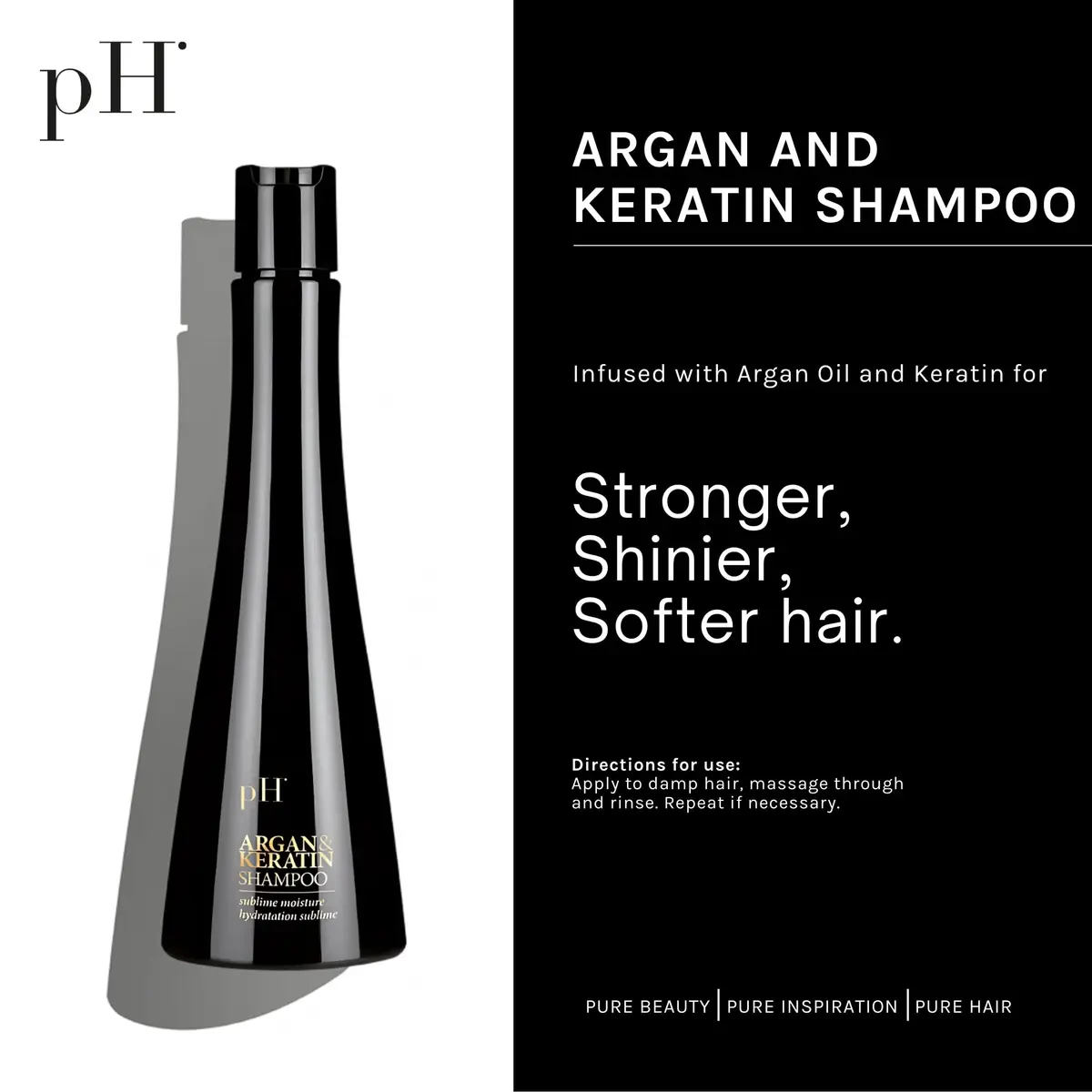 pH PURE HAIR Argan & Keratin Shampoo – Deeply Hydrating & Moisturizing for Damaged, Color-Treated Hair, 8.45 oz - view 2