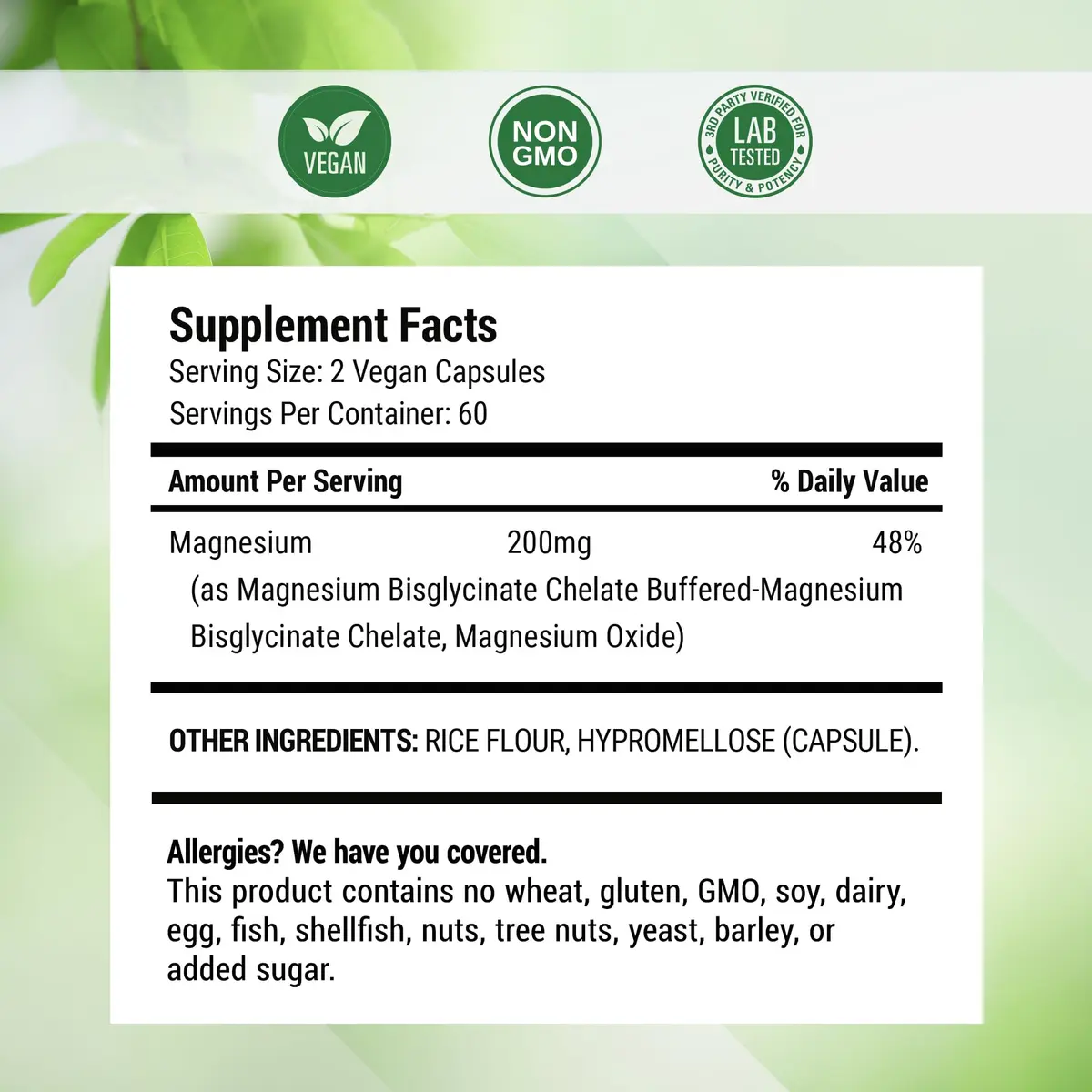 Nested Naturals Magnesium Glycinate Chelate - 200mg Chelated Magnesium Supplement for Muscle Cramps, Relaxation, & Sleep Support - 120 Vegan Capsules - view 6