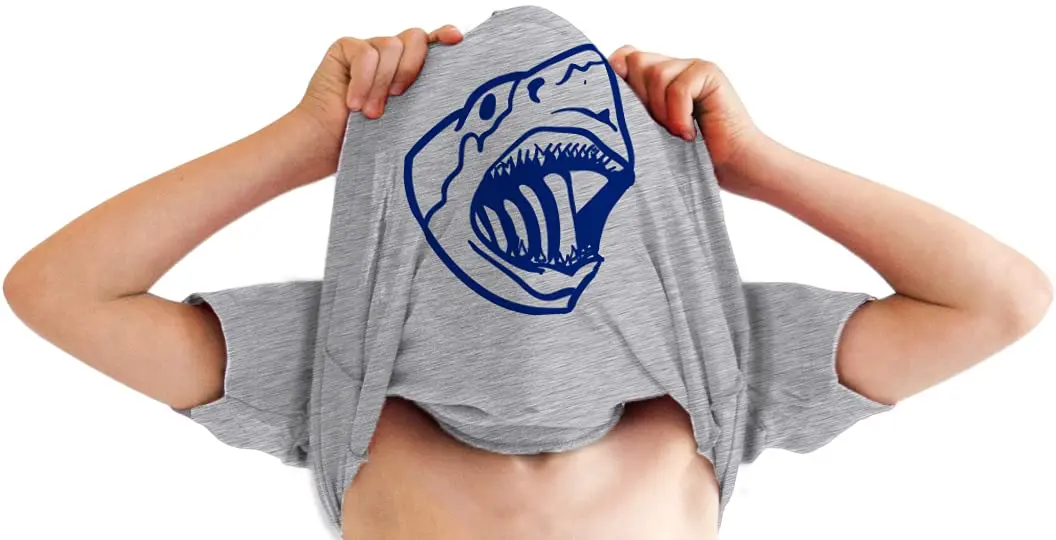 Crazy Dog T-Shirts Youth Shark Flip Up T Shirt Grey XL | Fun Marine Life Graphic for Kids - view 2