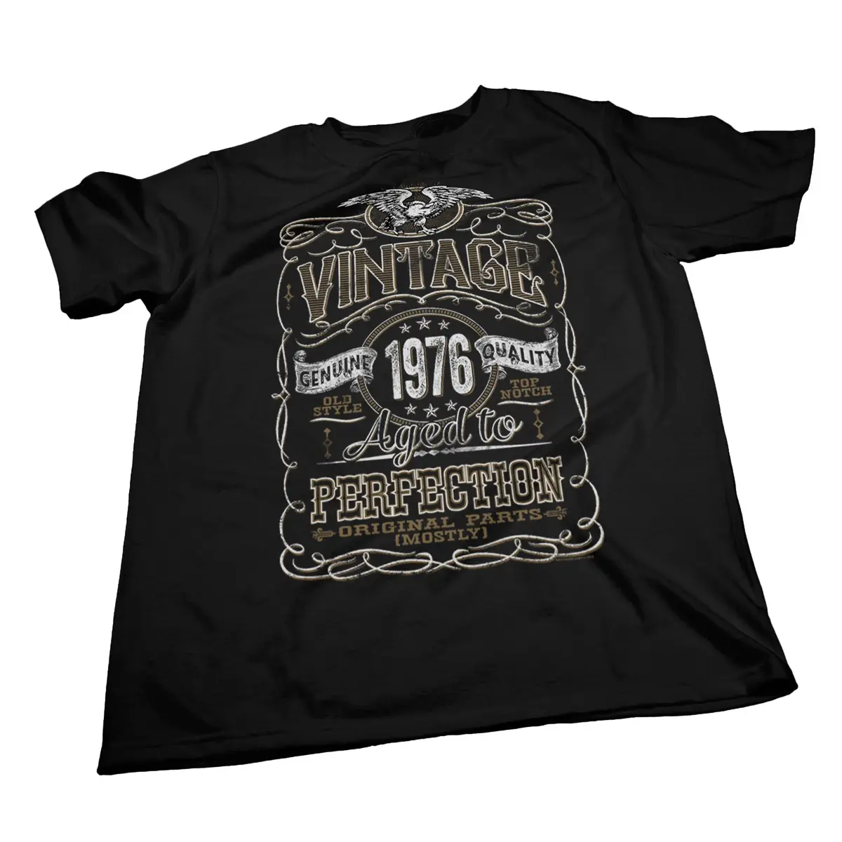 ShirtInvaders Vintage 1976 Aged to Perfection 50th Birthday Tee for Him - Black-001-Sm | Retro Whiskey Distressed Style - view 6