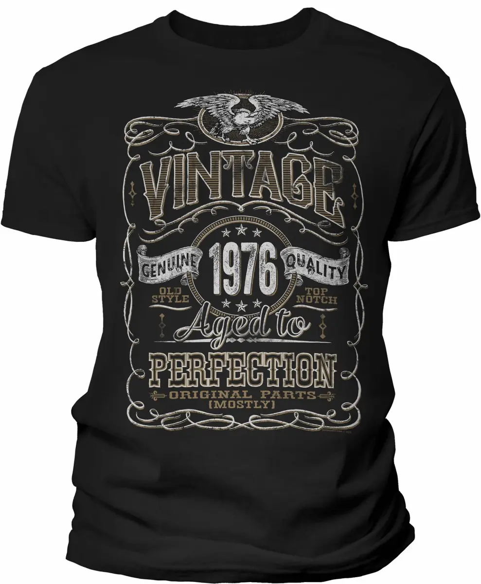 ShirtInvaders Vintage 1976 Aged to Perfection 50th Birthday Tee for Him - Black-001-2X | Classic Retro Style for Men - main product image
