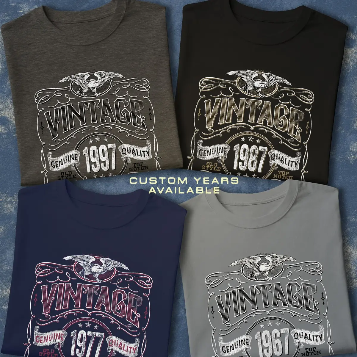 ShirtInvaders Vintage 1976 Aged to Perfection 50th Birthday Tee for Him - Black-001-2X | Classic Retro Style for Men - view 5