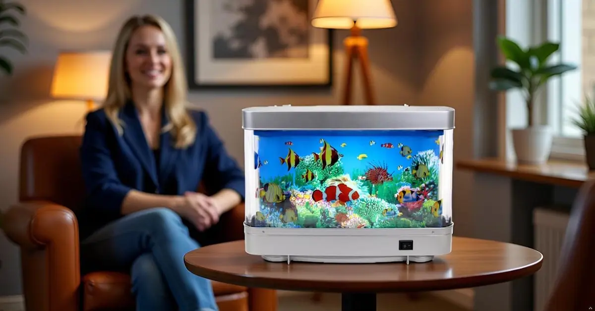 Lightahead Relaxing Sensory LED Fake Fish Aquarium with Moving Marine Life | Calming Deep-Sea Illusion (110-120 chars) - view 7