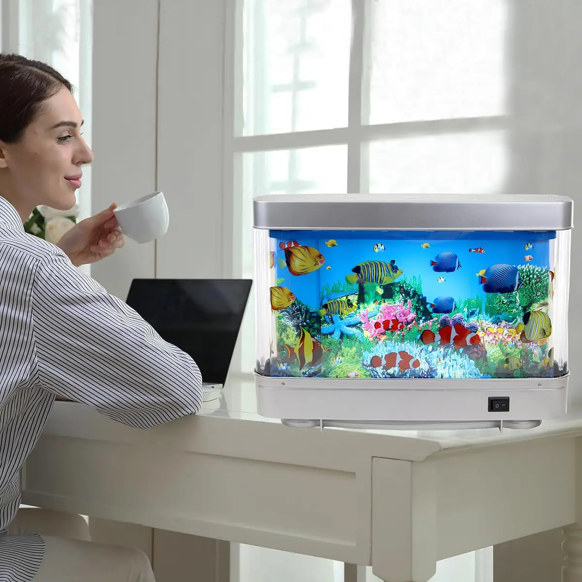 Lightahead Relaxing Sensory LED Fake Fish Aquarium with Moving Marine Life | Calming Deep-Sea Illusion (110-120 chars) - view 8