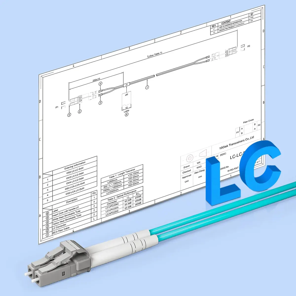 10Gtek OM3 LC-LC Duplex Fiber Patch Cable 5m (16.4ft) | 10Gbps Multi-Mode LSZH - view 4