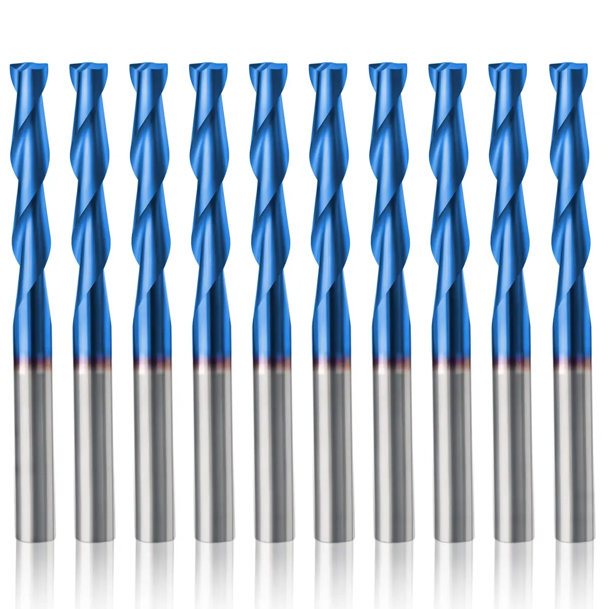 HQMaster 1/8" Shank CNC Router Bits 2 Flute Upcut CNC Bit End Mill 10pcs | Solid Carbide Spiral Bits for Woodworking - main product image