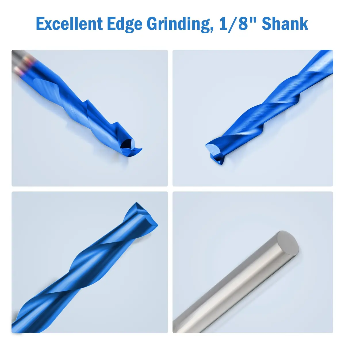 HQMaster 1/8" Shank CNC Router Bits 2 Flute Upcut CNC Bit End Mill 10pcs | Solid Carbide Spiral Bits for Woodworking - view 6