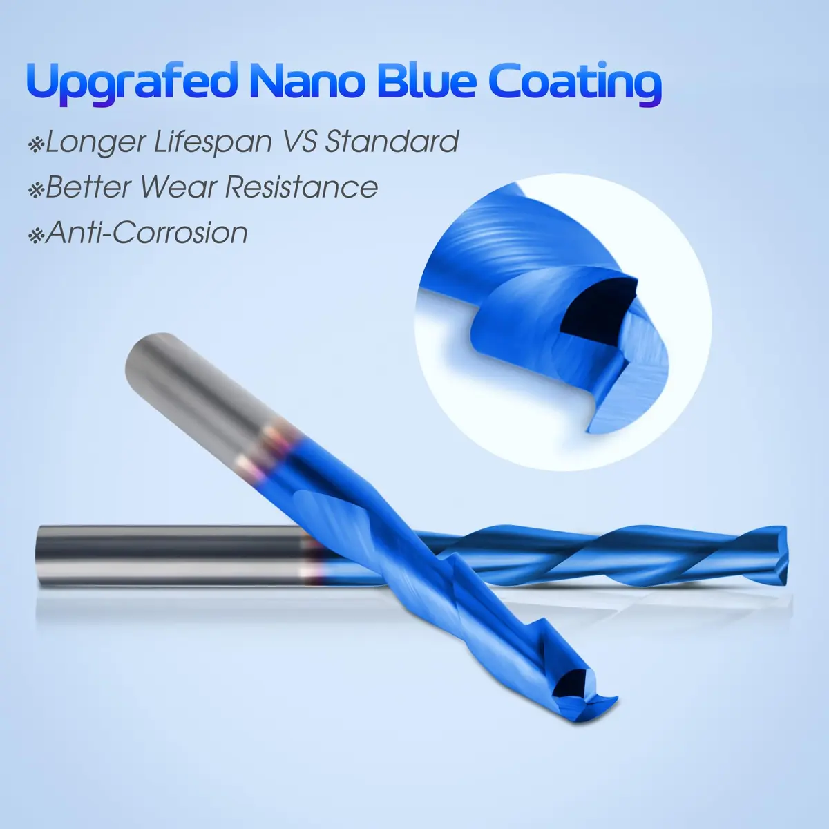 HQMaster 1/8" Shank CNC Router Bits 2 Flute Upcut CNC Bit End Mill 10pcs | Solid Carbide Spiral Bits for Woodworking - view 3