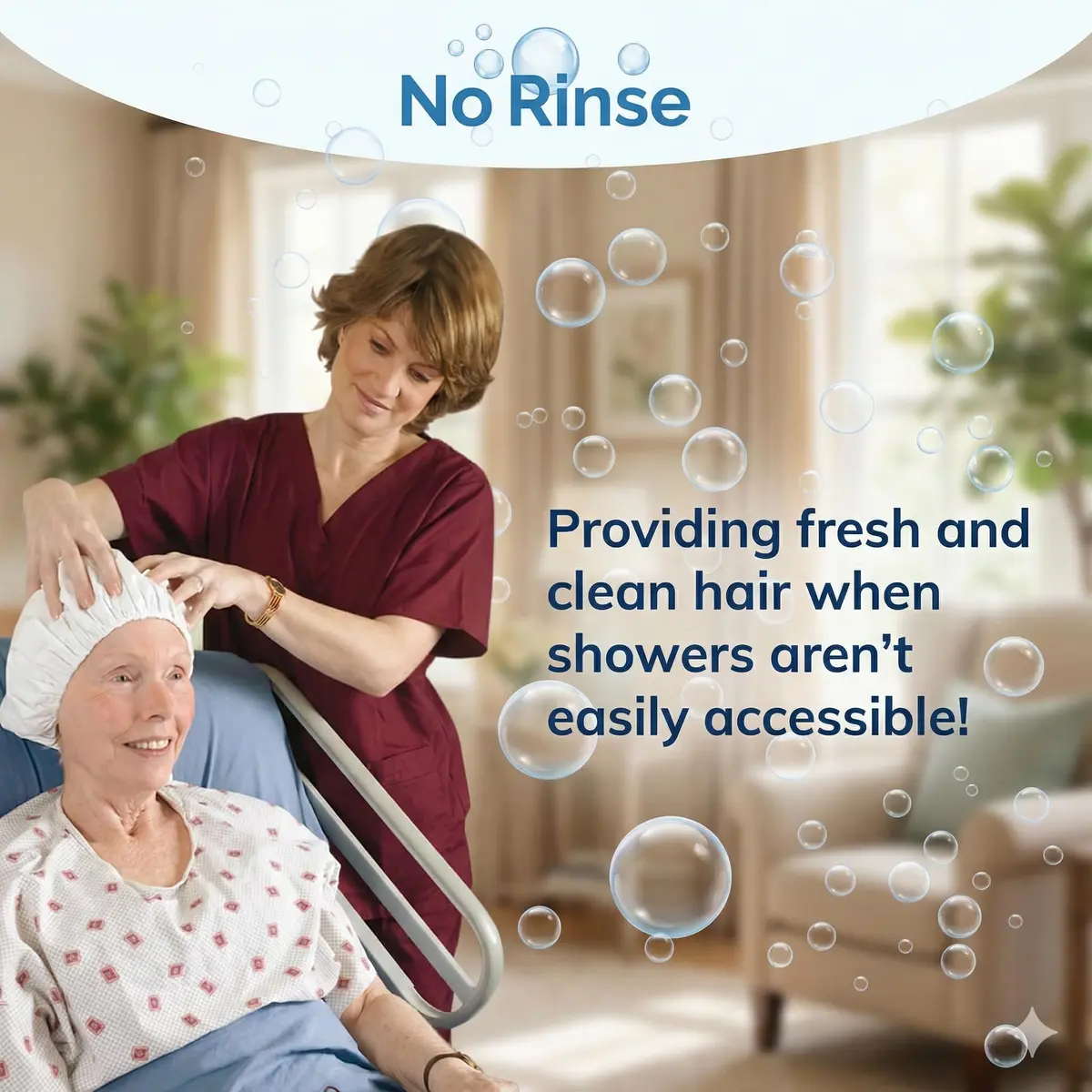 No-Rinse Cleanlife Shampoo Cap 4 Pack | Waterless, Rinse-Free Hair Wash for Elderly & Bedridden - view 4