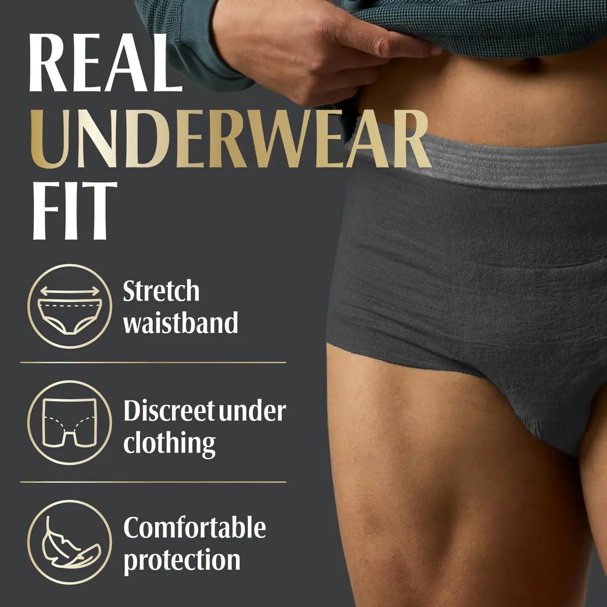 Depend Real Fit Incontinence Underwear for Men, Small/Medium (56 Count) | Maximum Absorbency for Men's Bladder Leak Protection - view 9