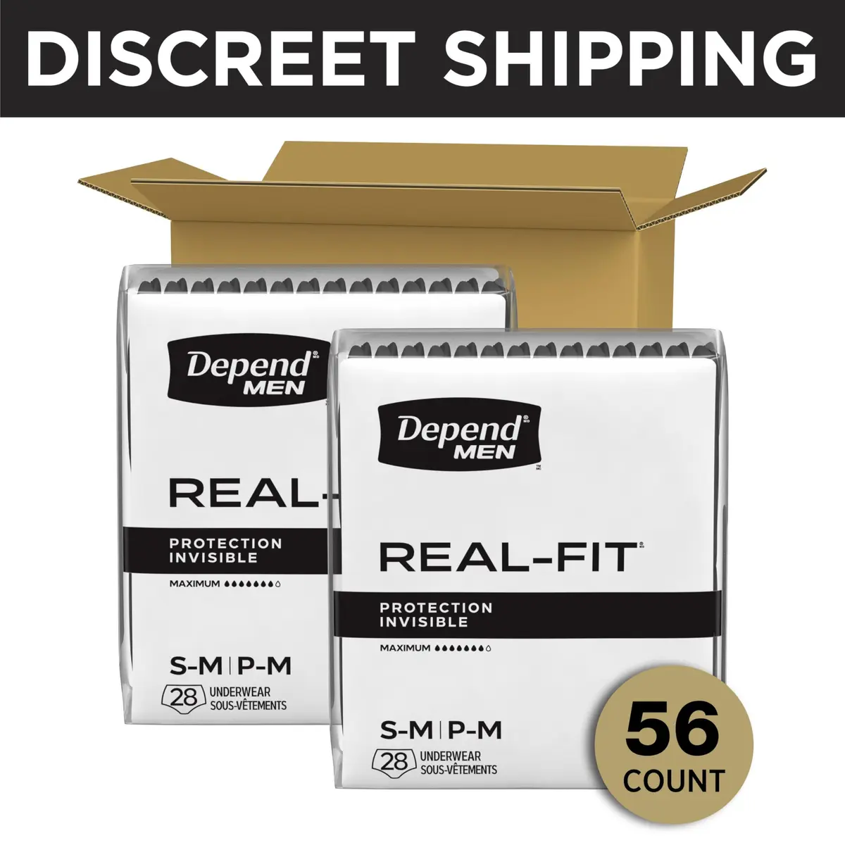 Depend Real Fit Incontinence Underwear for Men, Small/Medium (56 Count) | Maximum Absorbency for Men's Bladder Leak Protection - view 2