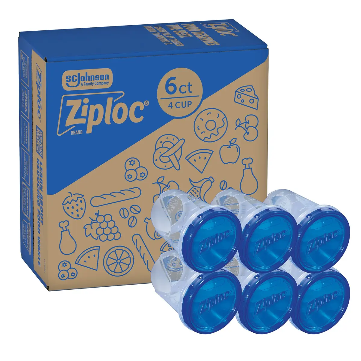 Ziploc Food Storage Containers Medium 6 Count | Leak-Resistant, BPA-Free, Stackable - main product image