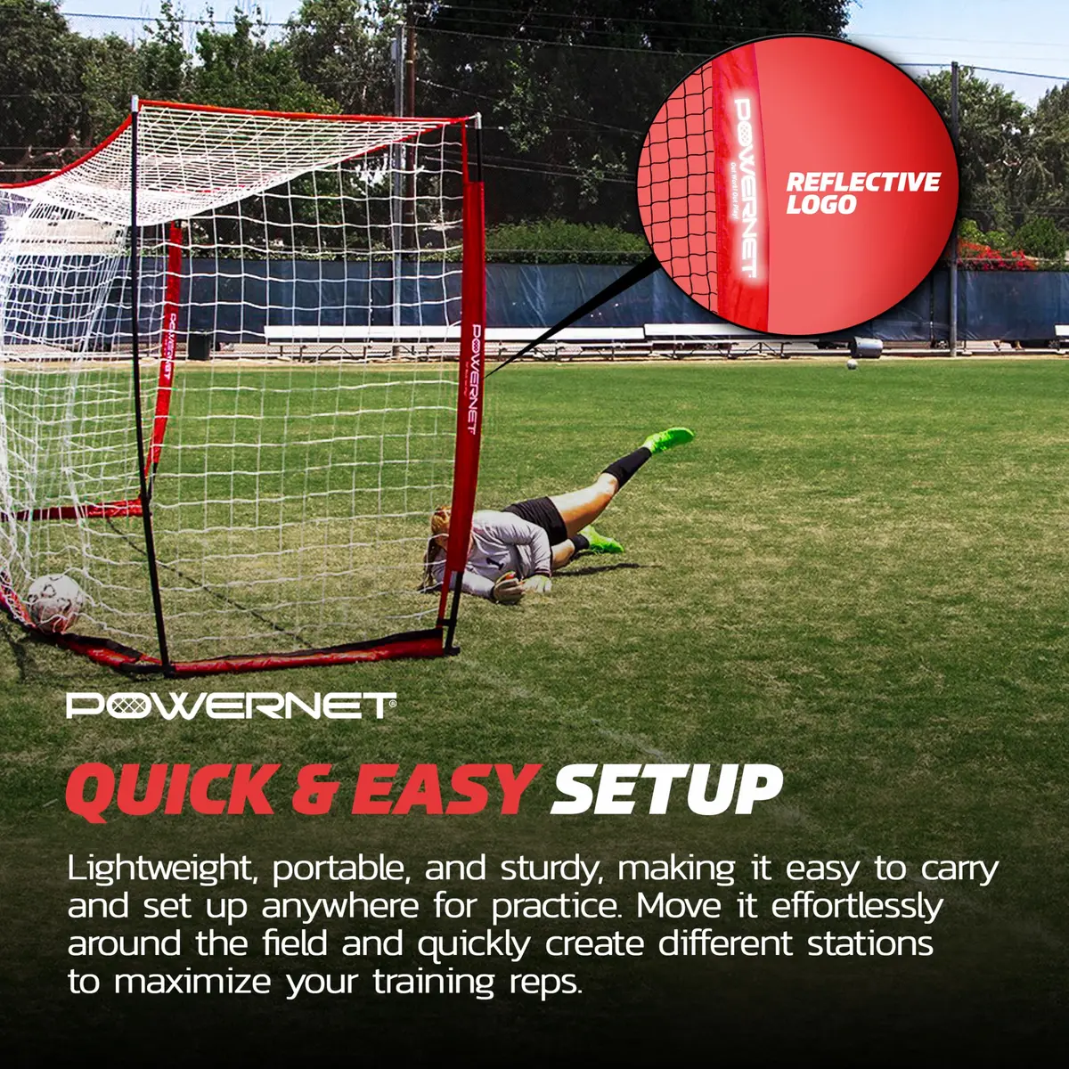 PowerNet 12x6 FT Portable Soccer Goal | Easy Setup, Indoor & Outdoor Use, Stable Steel Frame - view 6