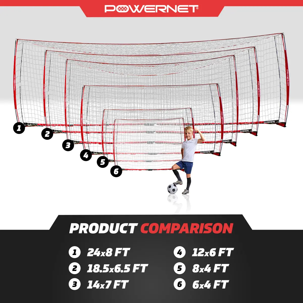 PowerNet 12x6 FT Portable Soccer Goal | Easy Setup, Indoor & Outdoor Use, Stable Steel Frame - view 7
