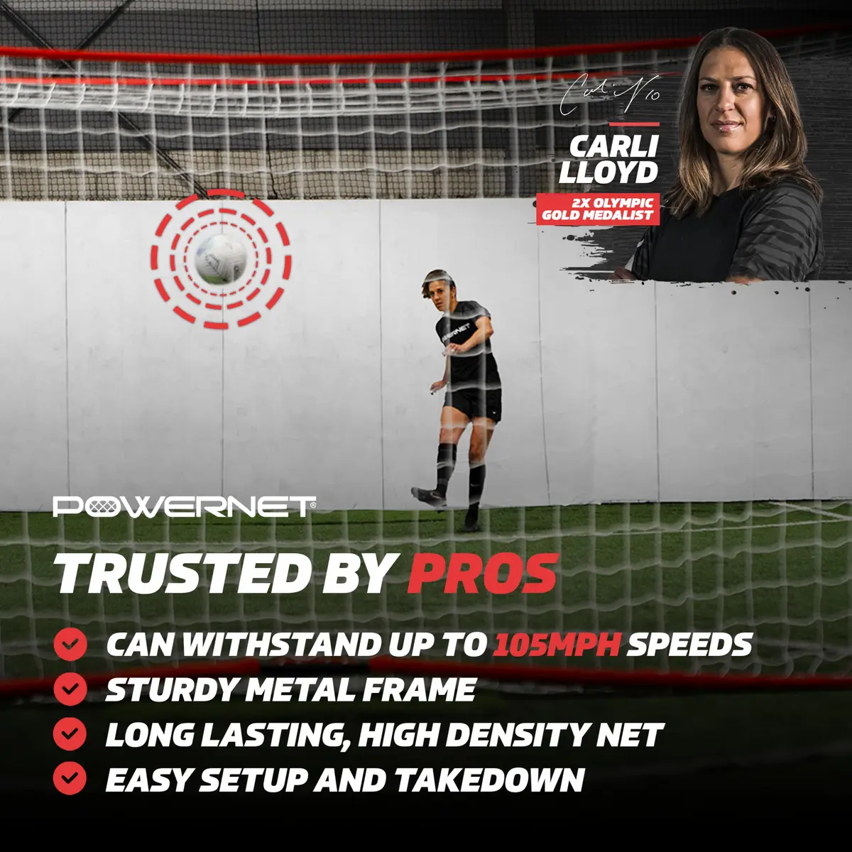 PowerNet 12x6 FT Portable Soccer Goal | Easy Setup, Indoor & Outdoor Use, Stable Steel Frame - view 2
