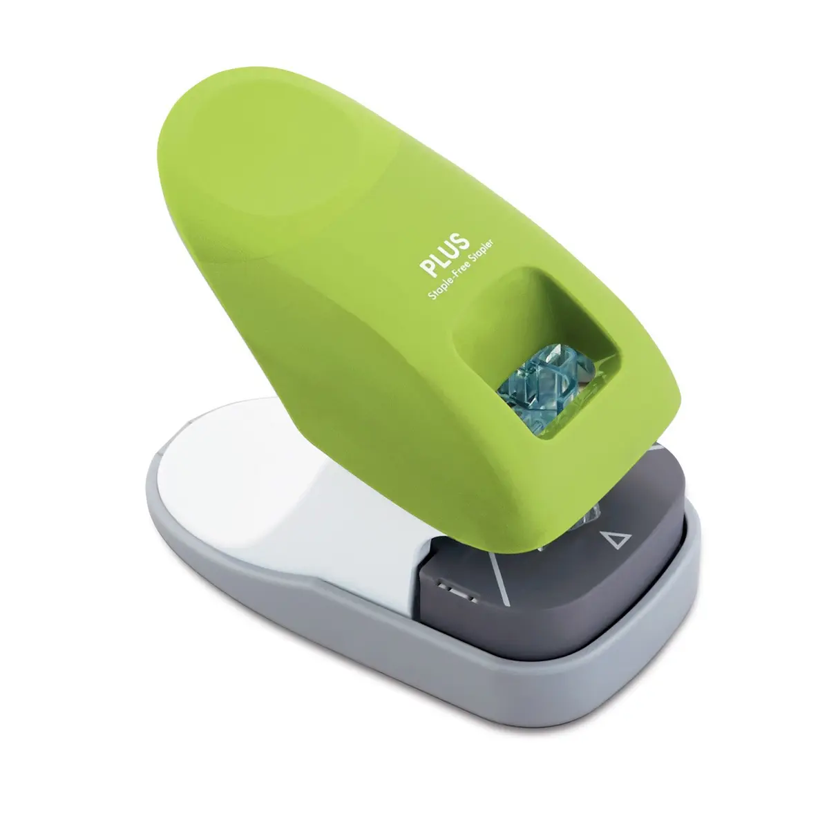 PLUS Paper Clinch Desktop Staple-Free Stapler, Green | Fast Paper Fastening, Safe & Compact - main product image