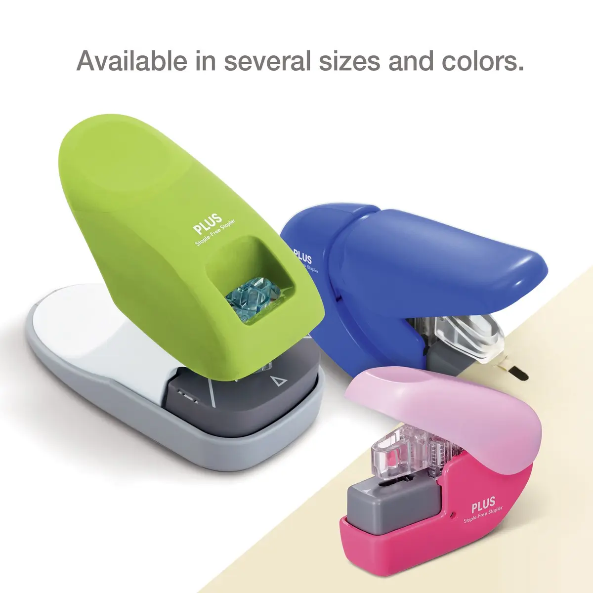 PLUS Paper Clinch Desktop Staple-Free Stapler, Green | Fast Paper Fastening, Safe & Compact - view 6