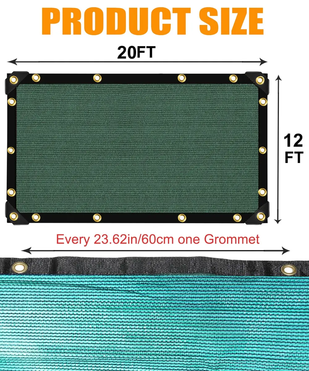 e.share 70% Green Shade Cloth 12ft x 20ft | UV & Frost Protection for Garden & Patio - view 7