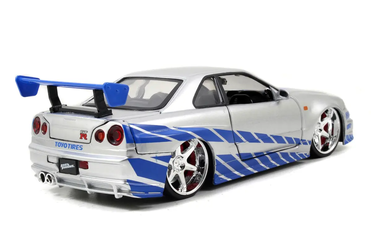 Jada Toys Fast & Furious Brian’s 2002 Nissan Skyline R34 Die-cast Car 1:24 Scale Silver & Blue | Iconic Movie Replica for Collectors - view 5