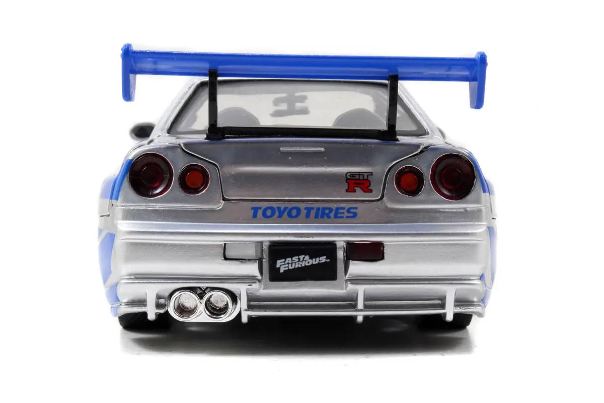 Jada Toys Fast & Furious Brian’s 2002 Nissan Skyline R34 Die-cast Car 1:24 Scale Silver & Blue | Iconic Movie Replica for Collectors - view 6
