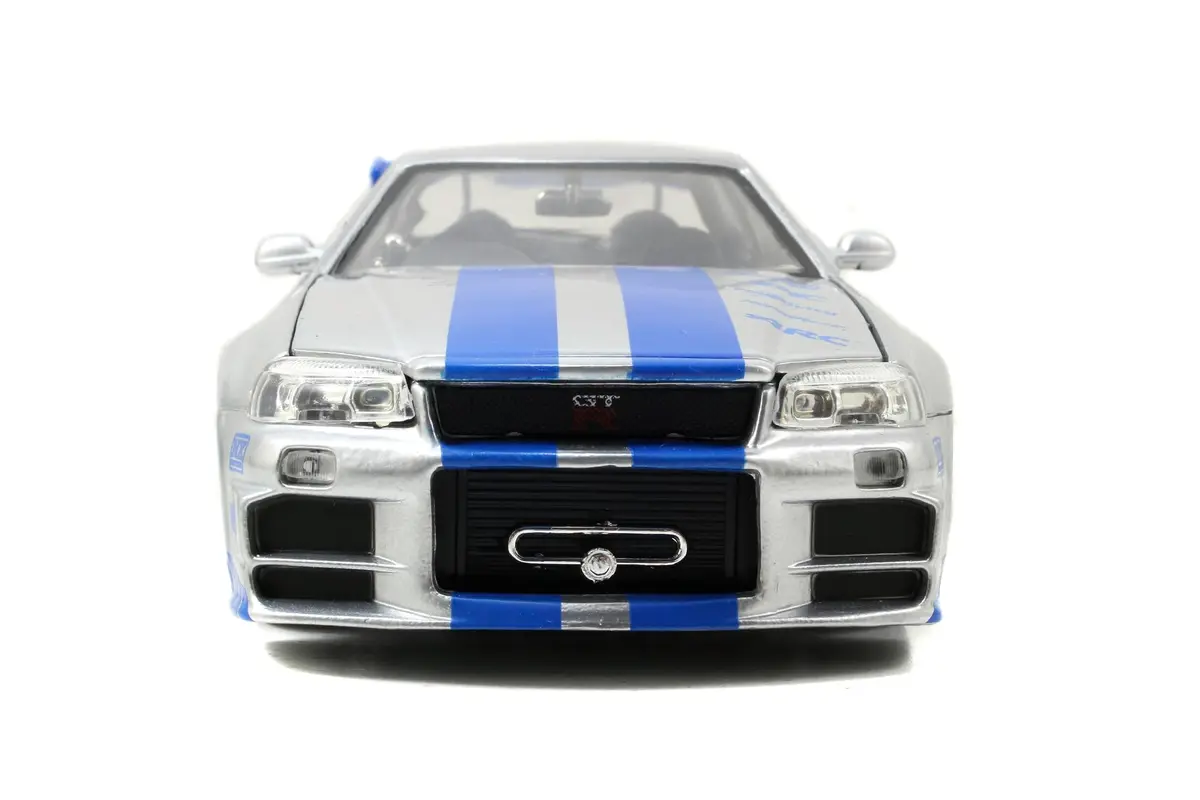 Jada Toys Fast & Furious Brian’s 2002 Nissan Skyline R34 Die-cast Car 1:24 Scale Silver & Blue | Iconic Movie Replica for Collectors - view 2