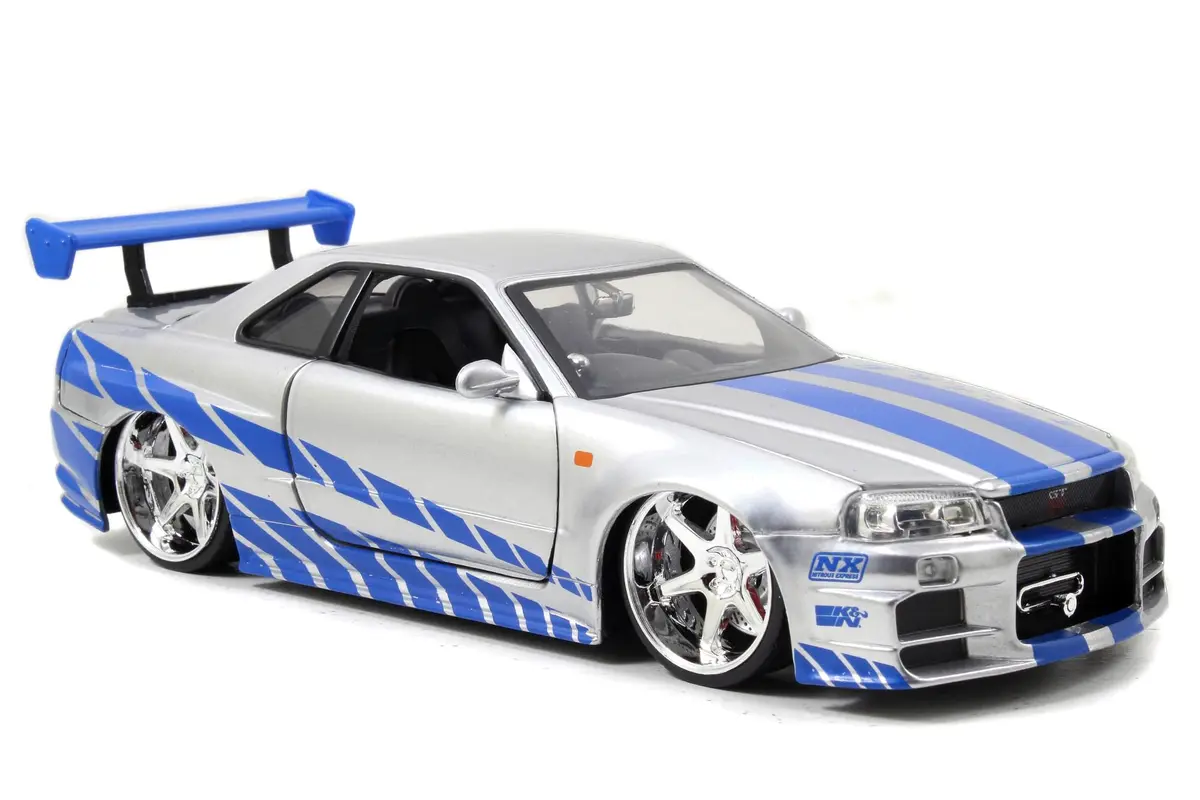 Jada Toys Fast & Furious Brian’s 2002 Nissan Skyline R34 Die-cast Car 1:24 Scale Silver & Blue | Iconic Movie Replica for Collectors - view 3