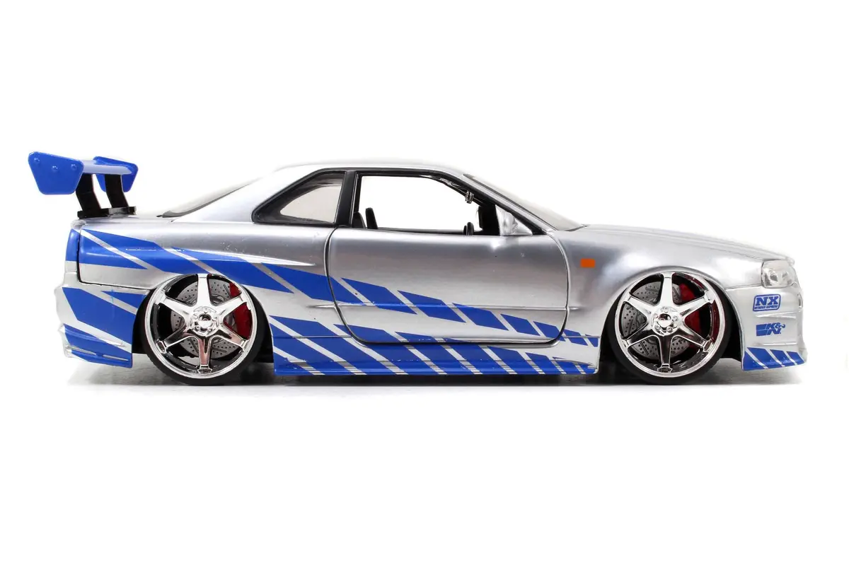 Jada Toys Fast & Furious Brian’s 2002 Nissan Skyline R34 Die-cast Car 1:24 Scale Silver & Blue | Iconic Movie Replica for Collectors - view 4