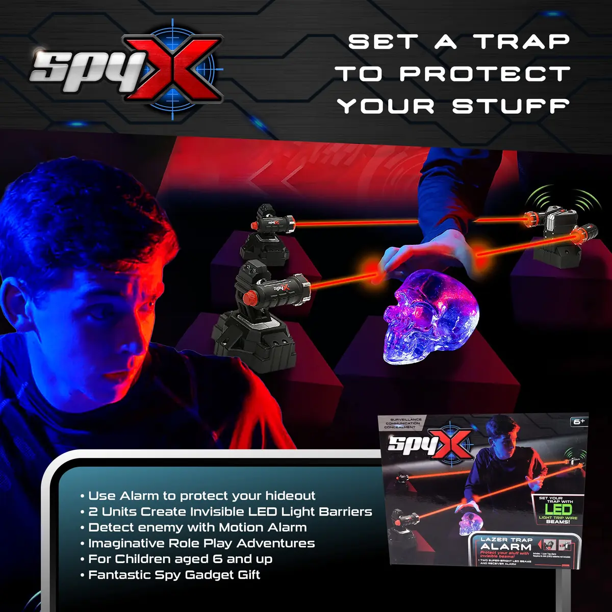 SpyX Lazer Trap Alarm Toy | Invisible Infrared Beam Motion Sensor Gadget for Kids Ages 6-14 - view 2